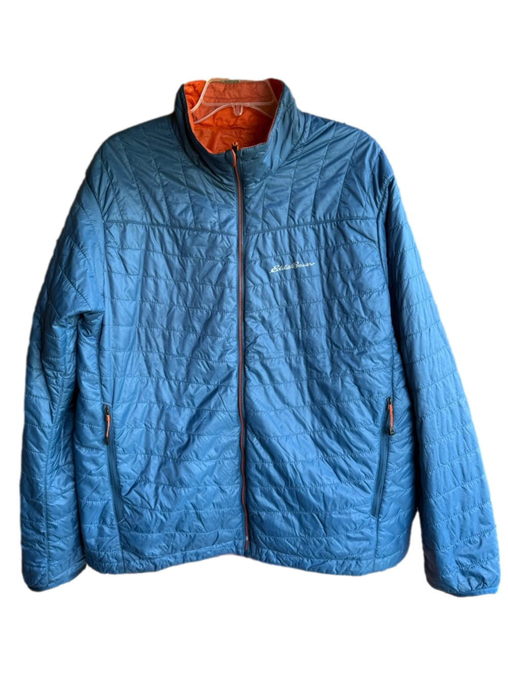Eddie Bauer First Ascent Reversible Puffer Jacket Blue Orange Packable Men's L